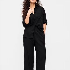 Old Navy linen blend XL straight ankle pants wide leg and high rise ; black